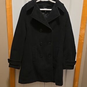 Vintage Esprit Outerwear Black Double Breasted Pea Coat Notched Lapel Size 1X